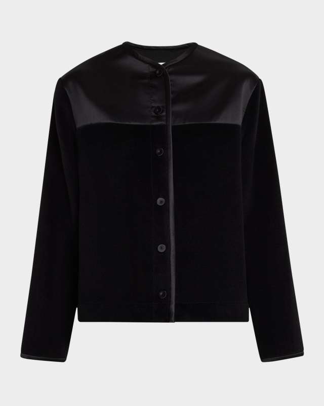 Virgin Wool Collarless Jacket